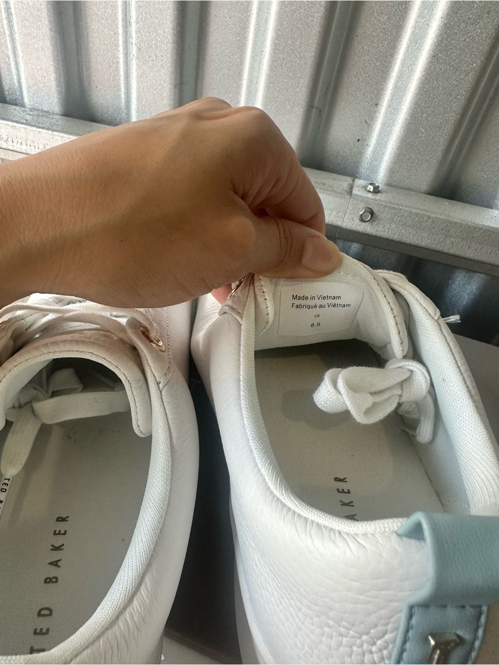 Ted Baker White Leather Sneakers with Blue/ White size 8.5 for Women - Picture 5 of 7